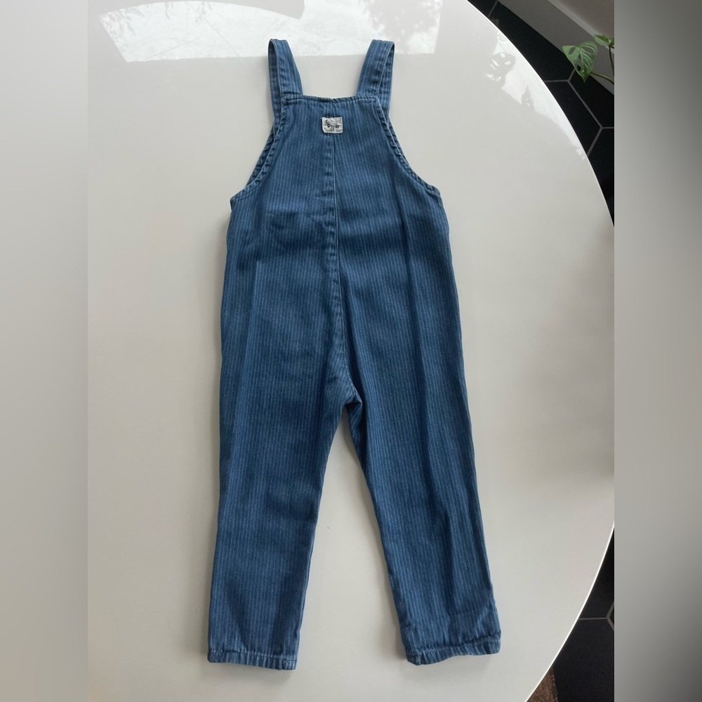 Zara Toddler Blue Denim Stripe Overalls - 3/4 - Picture 4 of 4